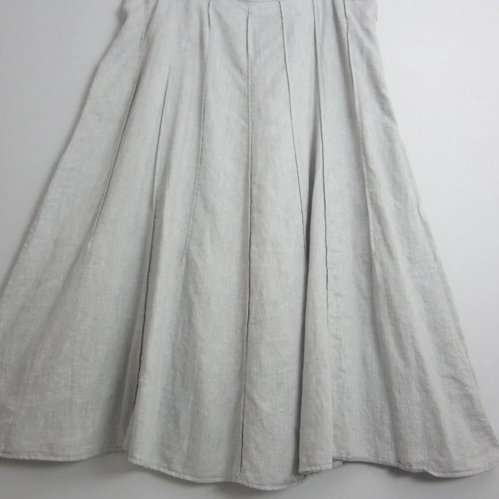 J Jill Womens Plus 22 Gray Silver Linen Metallic Panel Midi Flare Skirt Classic - Picture 11 of 13